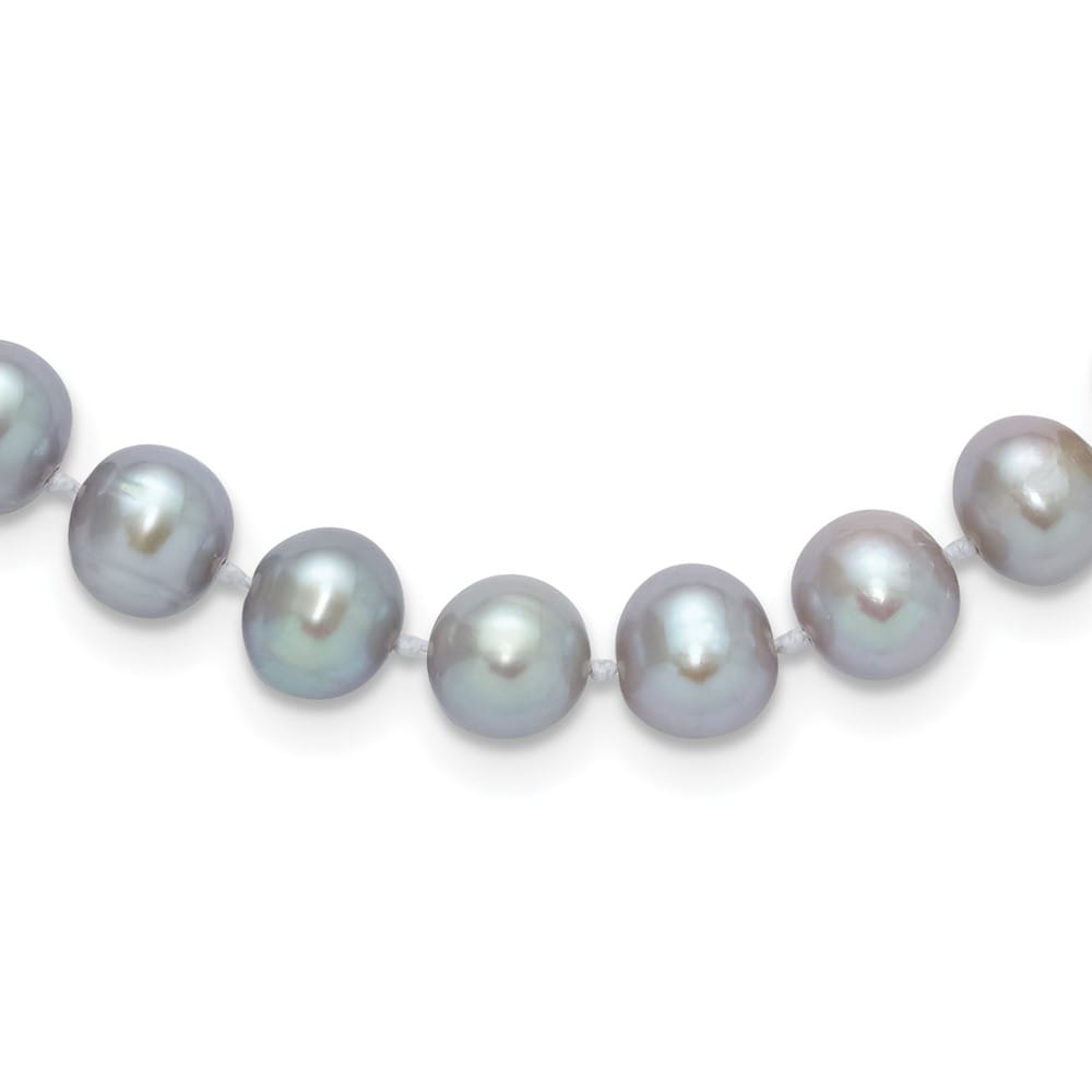 14K Yellow Gold 7-8mm Gray Near Round Cultured Pearl 16 inch Necklace