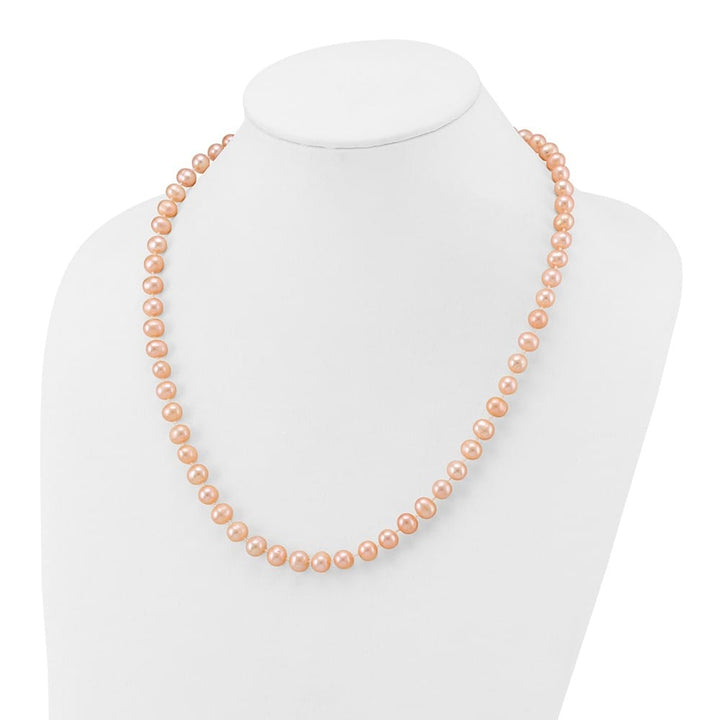 14K Yellow Gold 7-8mm Pink Near-Round Cultured Pearl 20 inch Necklace