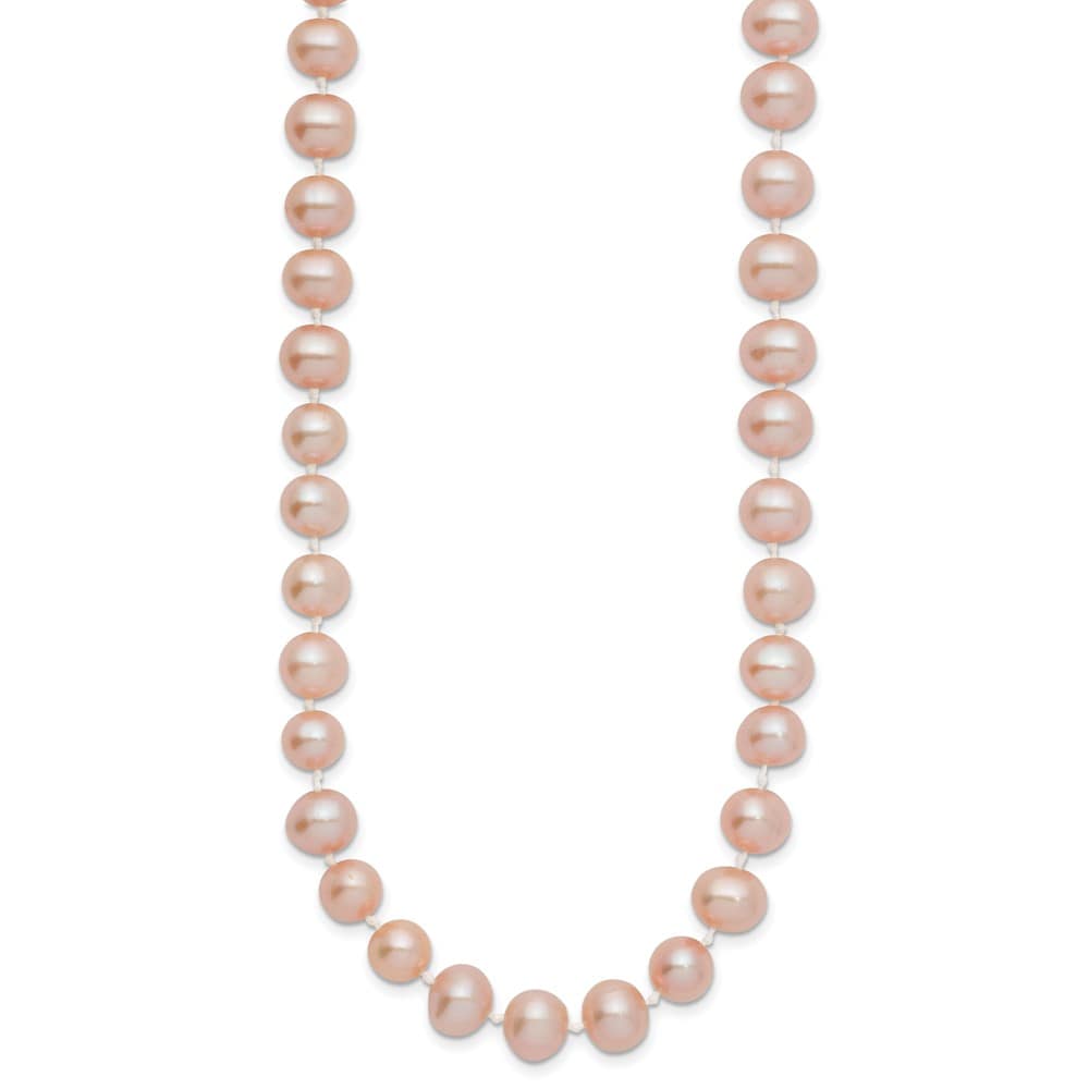 14K Yellow Gold 7-8mm Pink Near-Round Cultured Pearl 20 inch Necklace