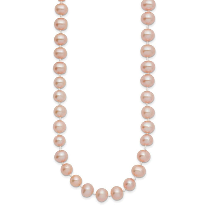 14K Yellow Gold 7-8mm Pink Near-Round Cultured Pearl 20 inch Necklace