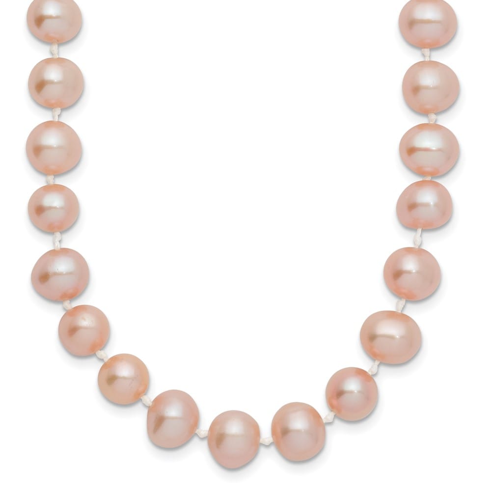 14K Yellow Gold 7-8mm Pink Near-Round Cultured Pearl 20 inch Necklace