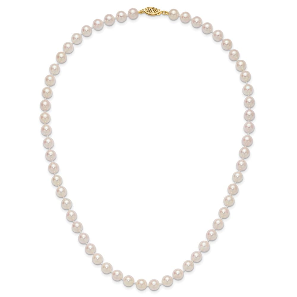 14K Yellow Gold 7-8mm White Akoya Cultured Pearl 18 inch Necklace