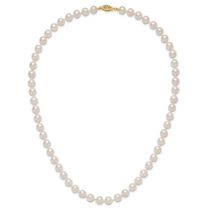 14K Yellow Gold 7-8mm White Akoya Cultured Pearl 18 inch Necklace