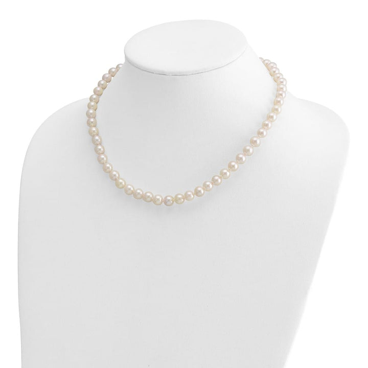 14K Yellow Gold 7-8mm White Akoya Cultured Pearl 18 inch Necklace