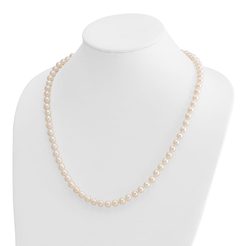 14K Yellow Gold 7-8mm White Akoya Cultured Pearl 24 inch Necklace