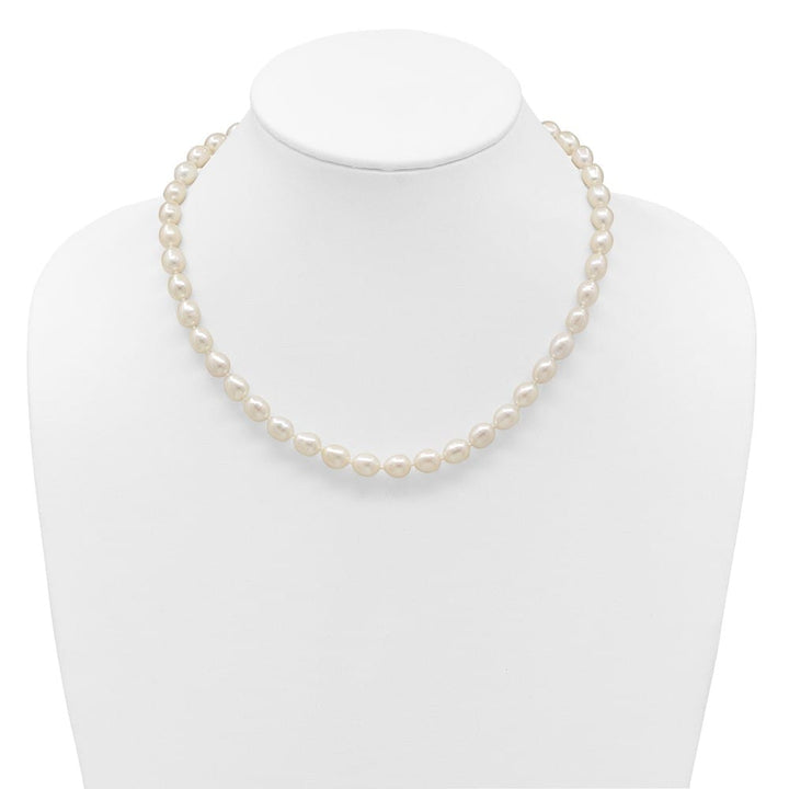 14K Yellow Gold 7-8mm White Rice Cultured Pearl 16 inch Necklace