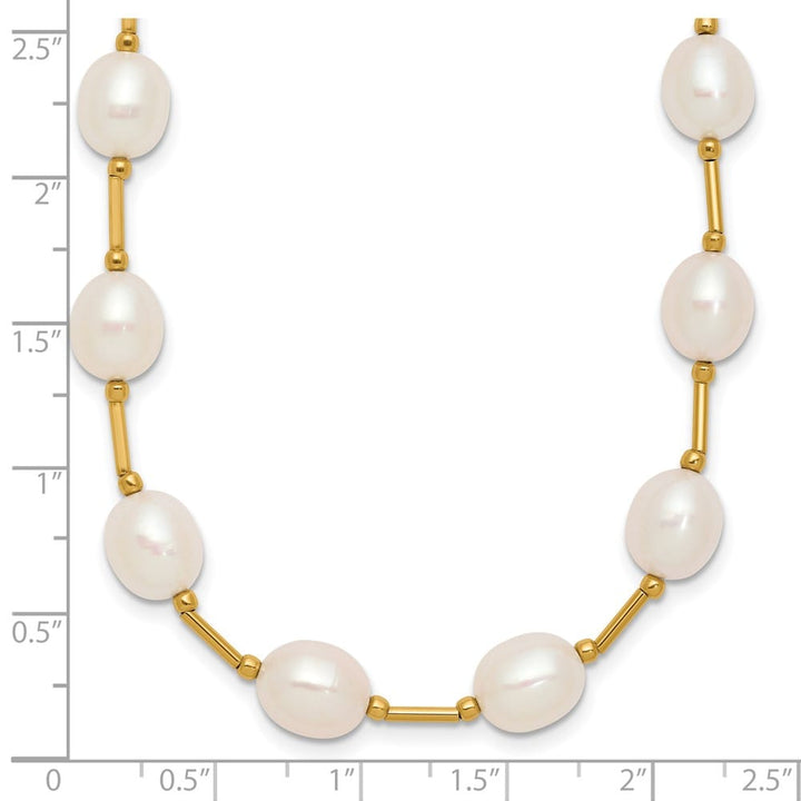 14K Yellow Gold 7-8mm White Rice Cultured Pearl 18 inch Necklace
