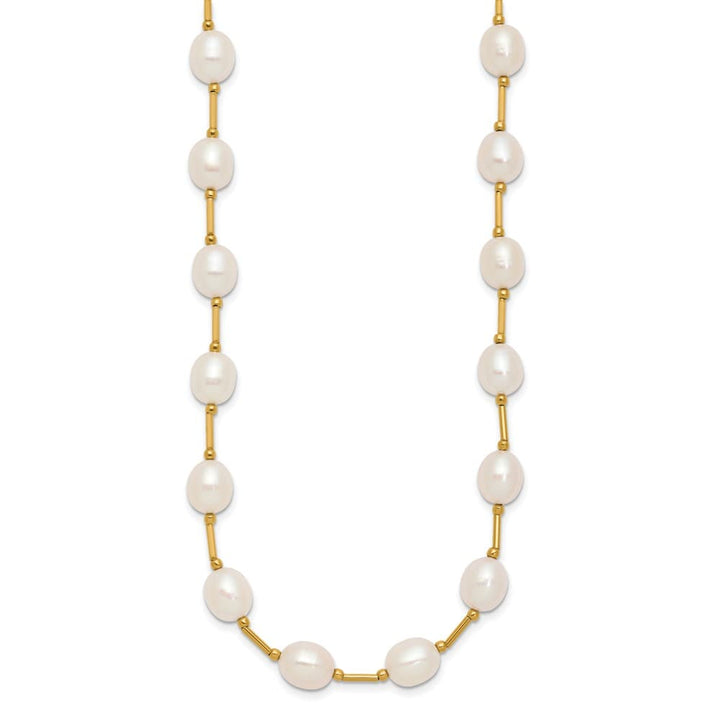 14K Yellow Gold 7-8mm White Rice Cultured Pearl 18 inch Necklace