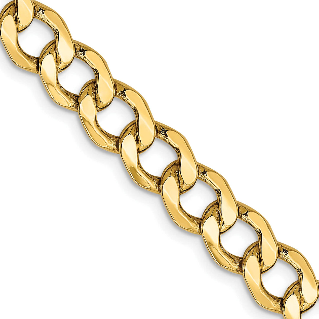 14K Yellow Gold 7mm Semi-Solid Curb Chain 26 Inch