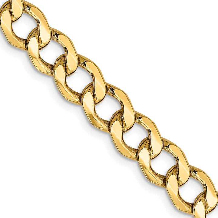 14K Yellow Gold 7mm Semi-Solid Curb Chain 26 Inch