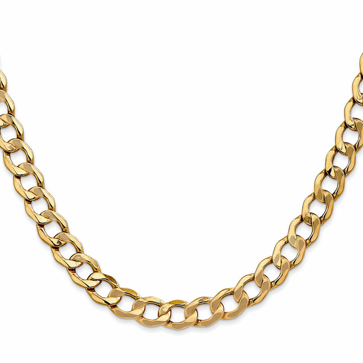 14K Yellow Gold 7mm Semi-Solid Curb Chain 26 Inch