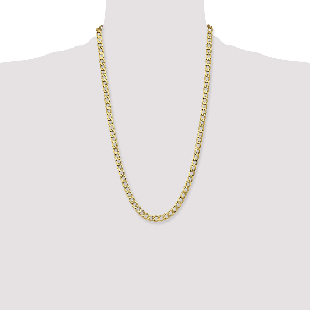 14K Yellow Gold 7mm Semi-Solid Curb Chain 26 Inch