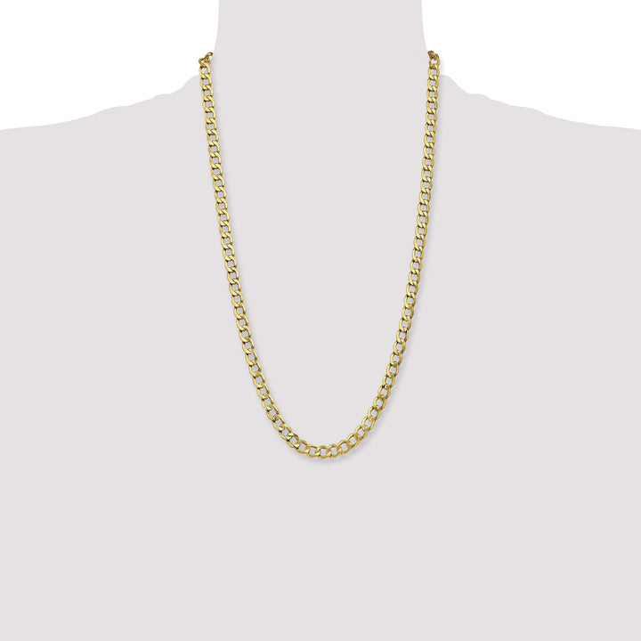 14K Yellow Gold 7mm Semi-Solid Curb Chain 26 Inch