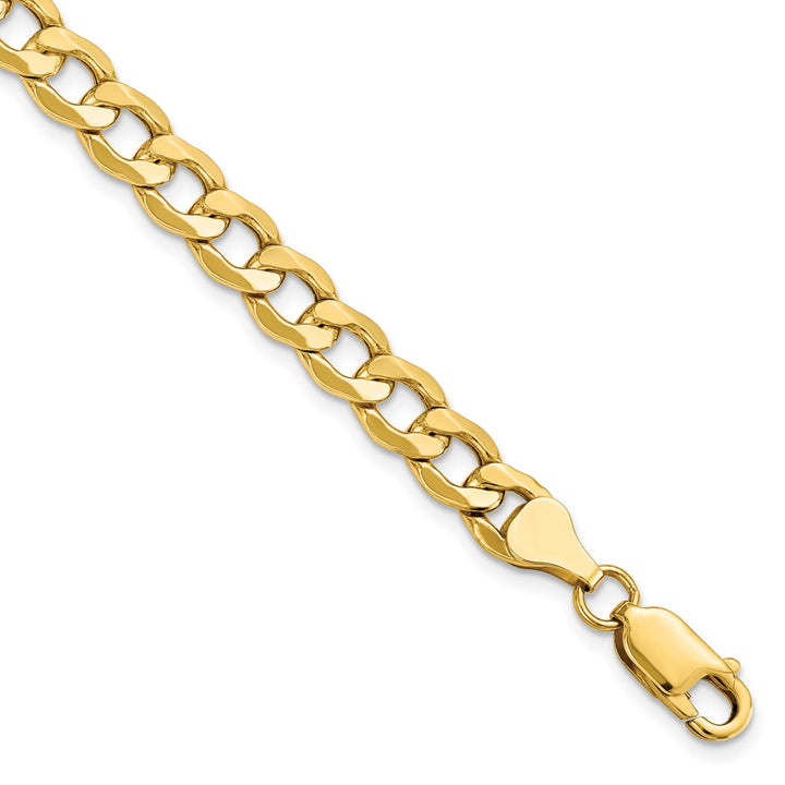 14K Yellow Gold 7mm Semi-Solid Curb Link Bracelet 8 Inch