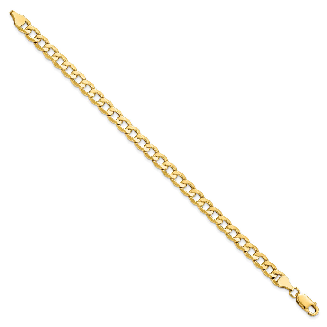 14K Yellow Gold 7mm Semi-Solid Curb Link Bracelet 8 Inch