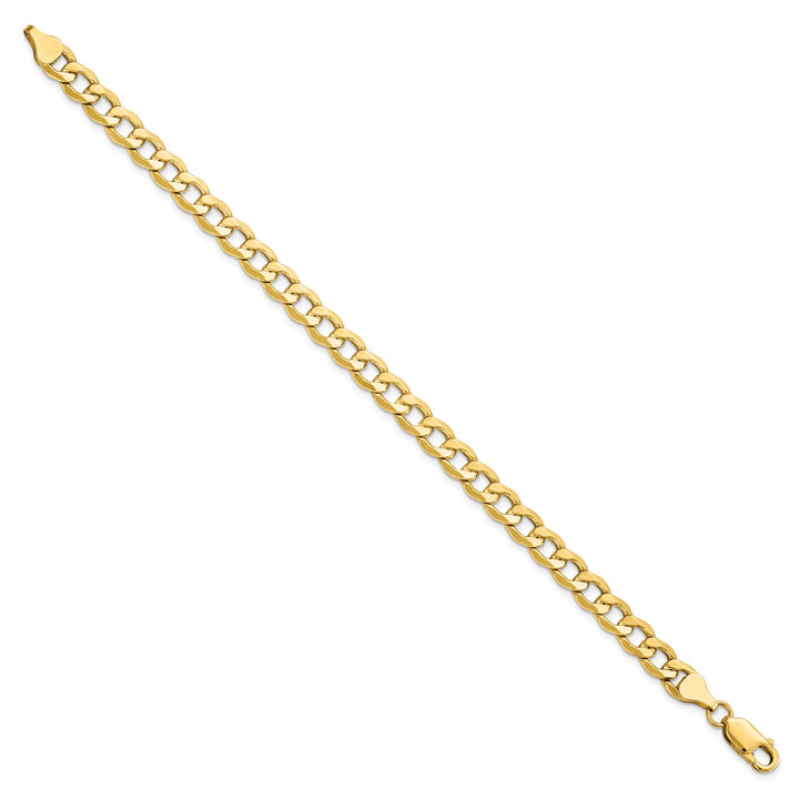 14K Yellow Gold 7mm Semi-Solid Curb Link Bracelet 8 Inch