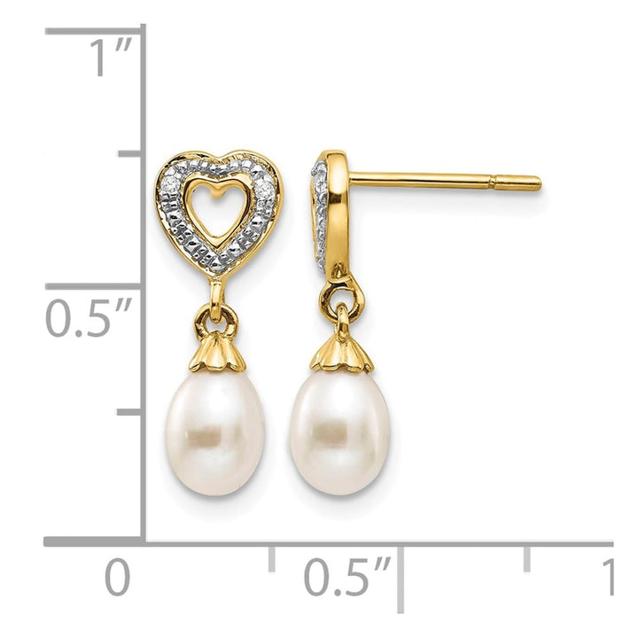 14K Yellow Gold 7x5mm White Teardrop Freshwater Pearl and Earrings