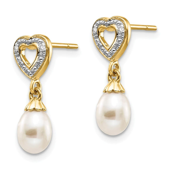 14K Yellow Gold 7x5mm White Teardrop Freshwater Pearl and Earrings