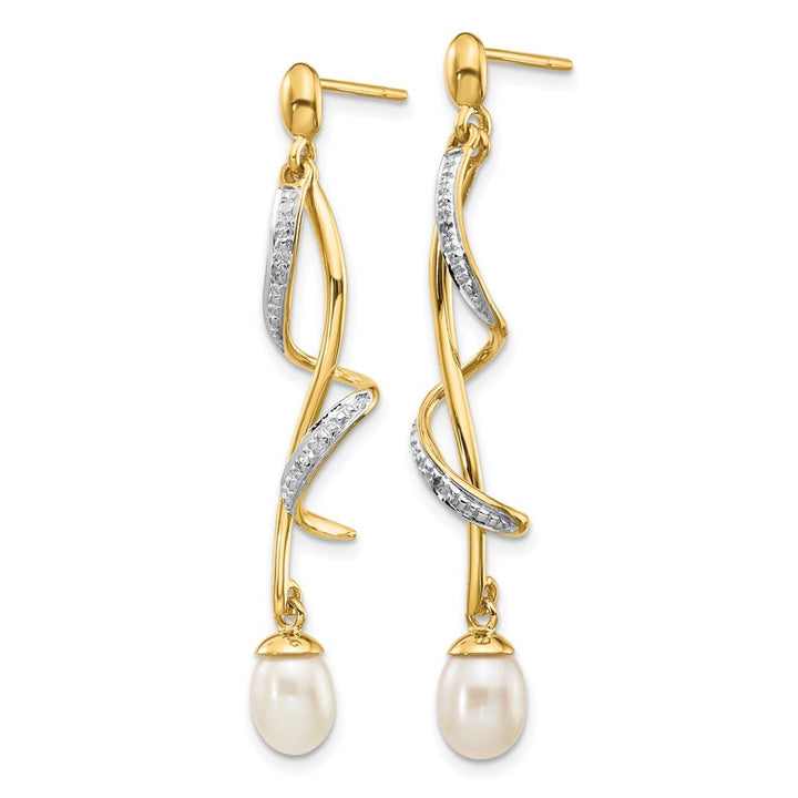 14K Yellow Gold 7x5mm White Teardrop Freshwater Pearl and Earrings