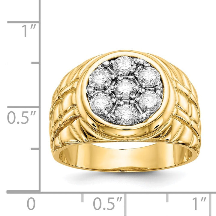 14k Yellow Gold 8.08 g 1 Carat Diamond Cluster Men's Ring