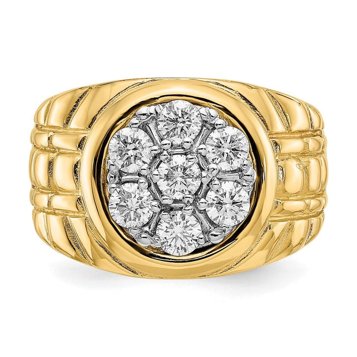 14k Yellow Gold 8.08 g 1 Carat Diamond Cluster Men's Ring
