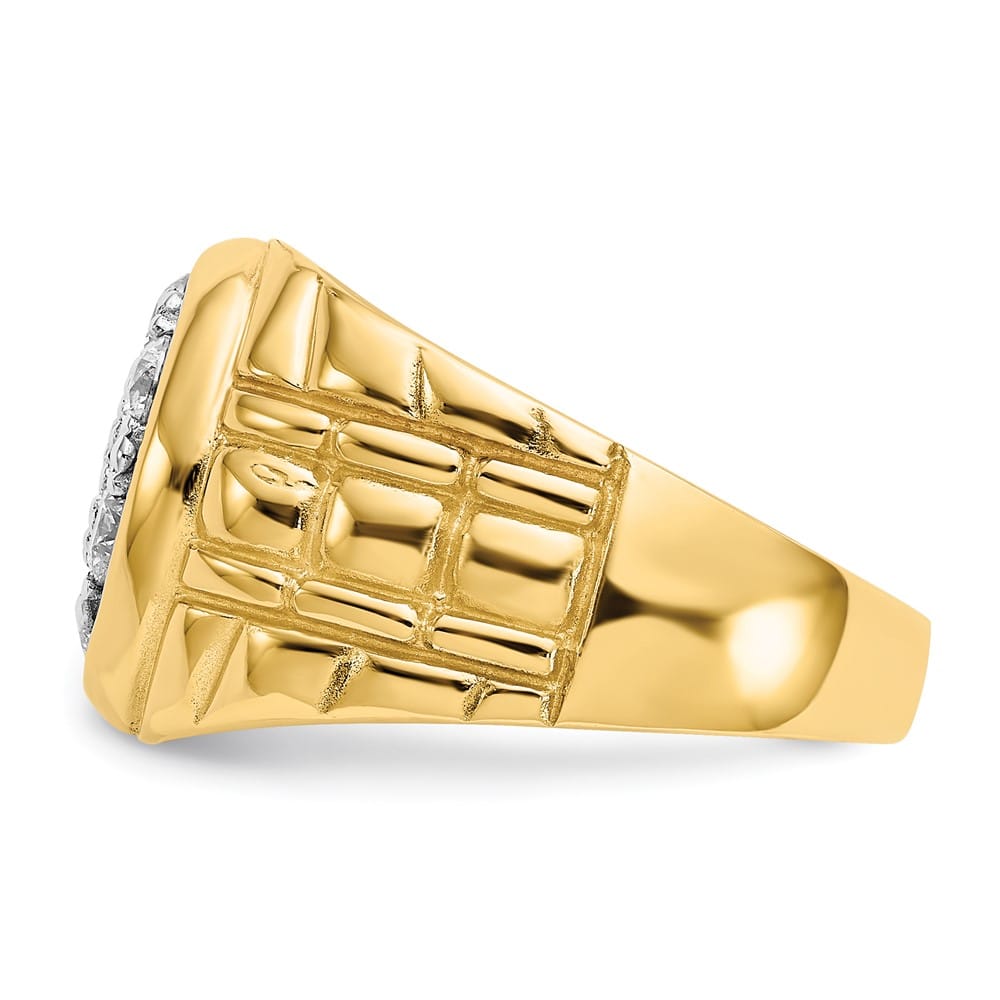 14k Yellow Gold 8.08 g 1 Carat Diamond Cluster Men's Ring