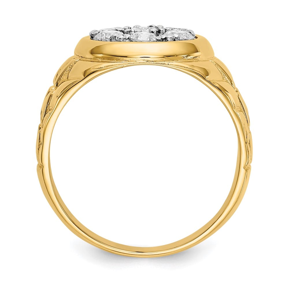 14k Yellow Gold 8.08 g 1 Carat Diamond Cluster Men's Ring