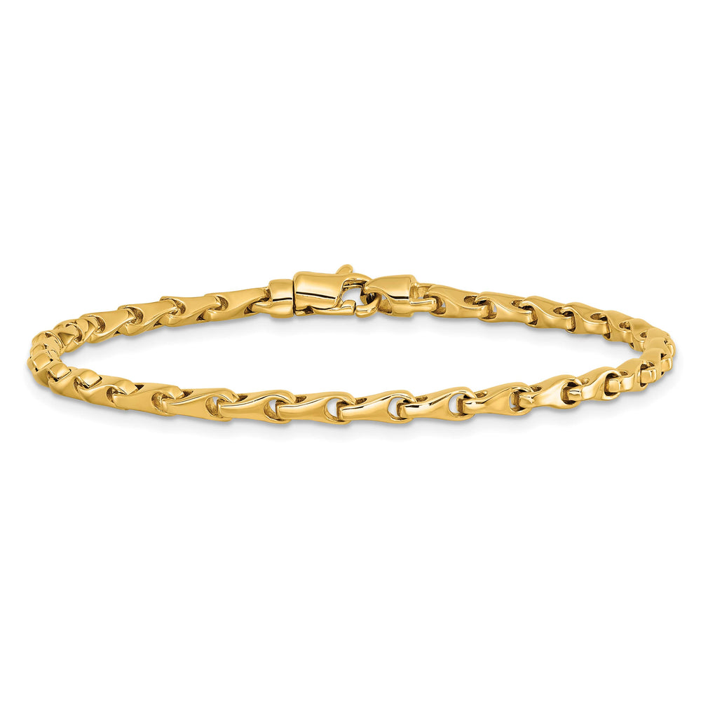 14K Yellow Gold 8. 3.4mm Hand Fancy Link Bracelet