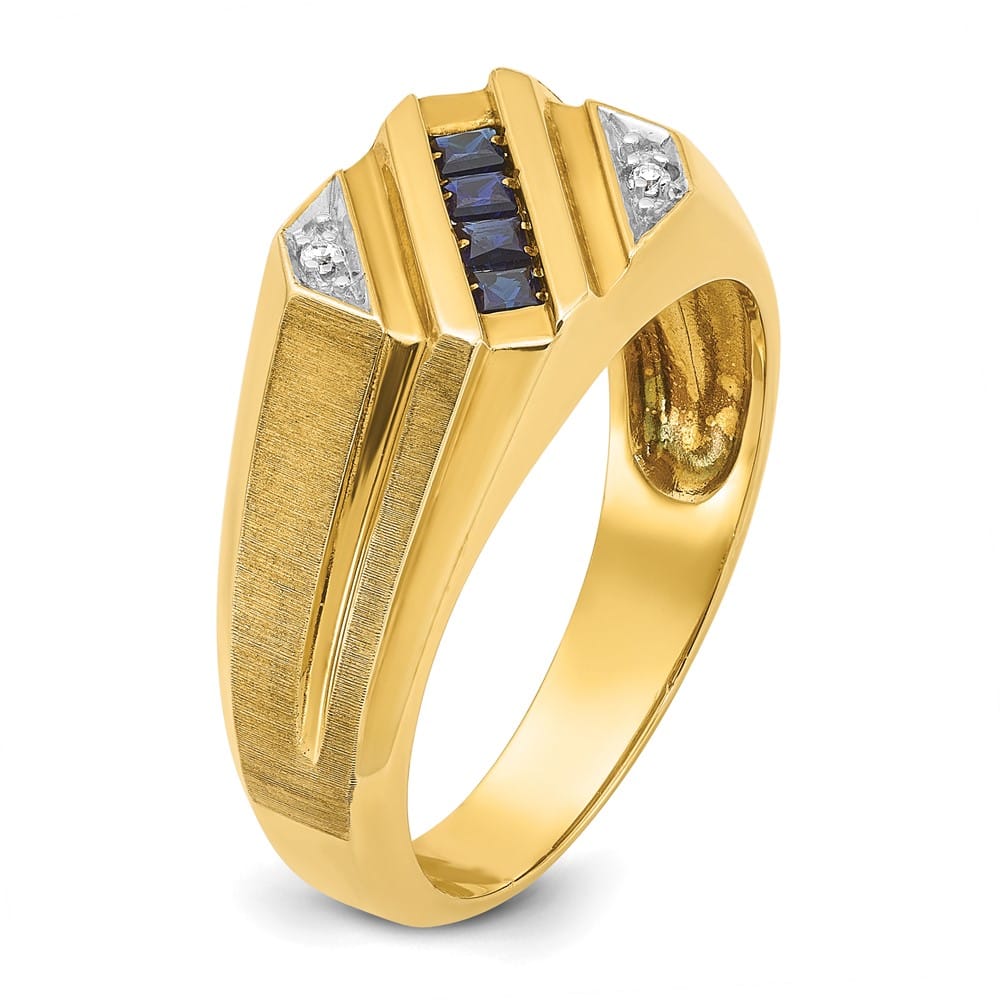 14k Yellow Gold 8.42 g Lab Created Sapphire Diamond Men's Ring