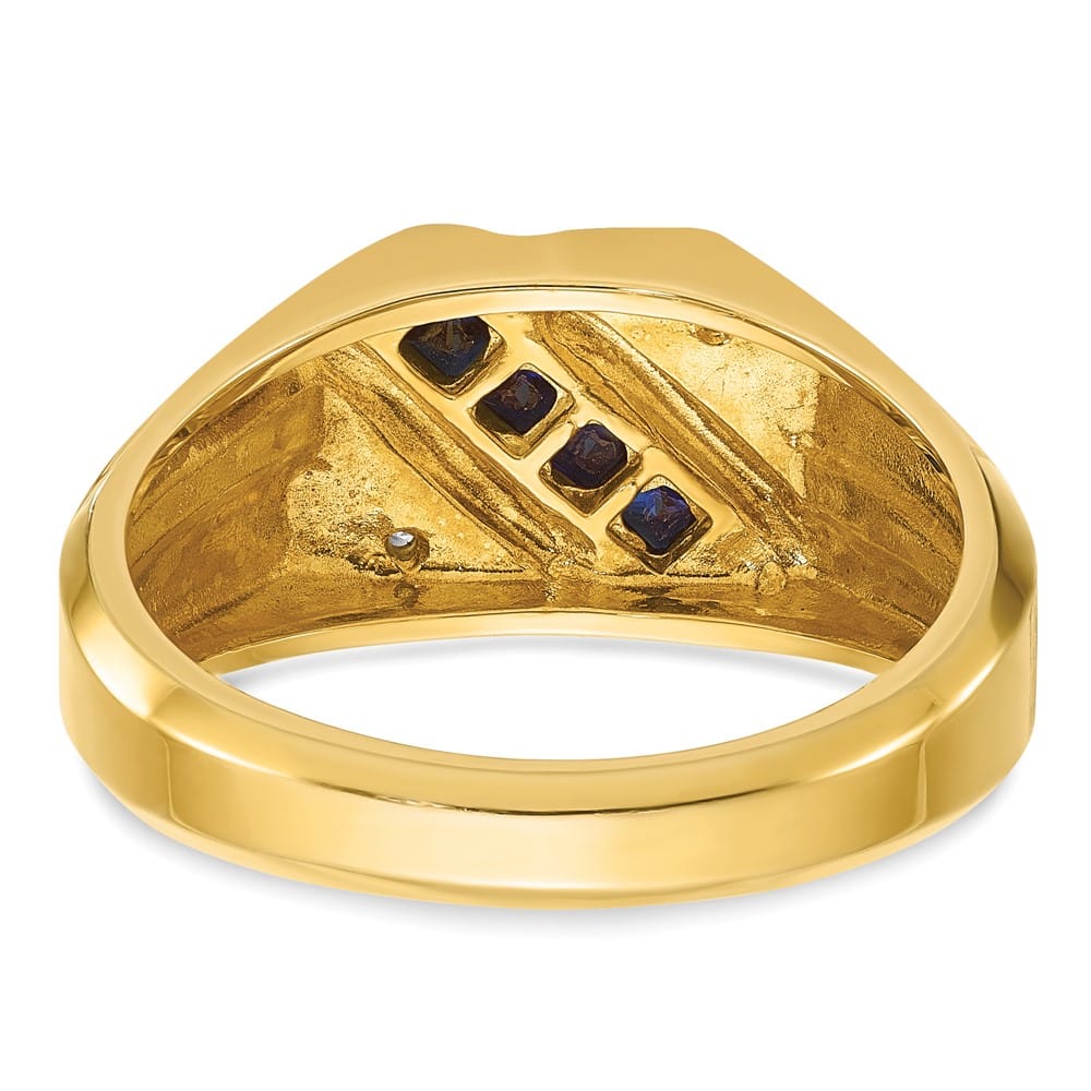 14k Yellow Gold 8.42 g Lab Created Sapphire Diamond Men's Ring