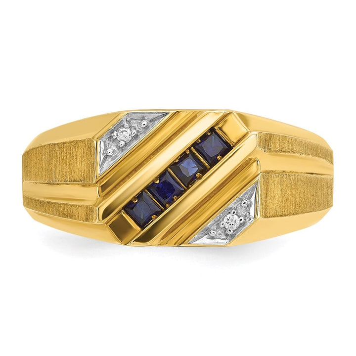 14k Yellow Gold 8.42 g Lab Created Sapphire Diamond Men's Ring