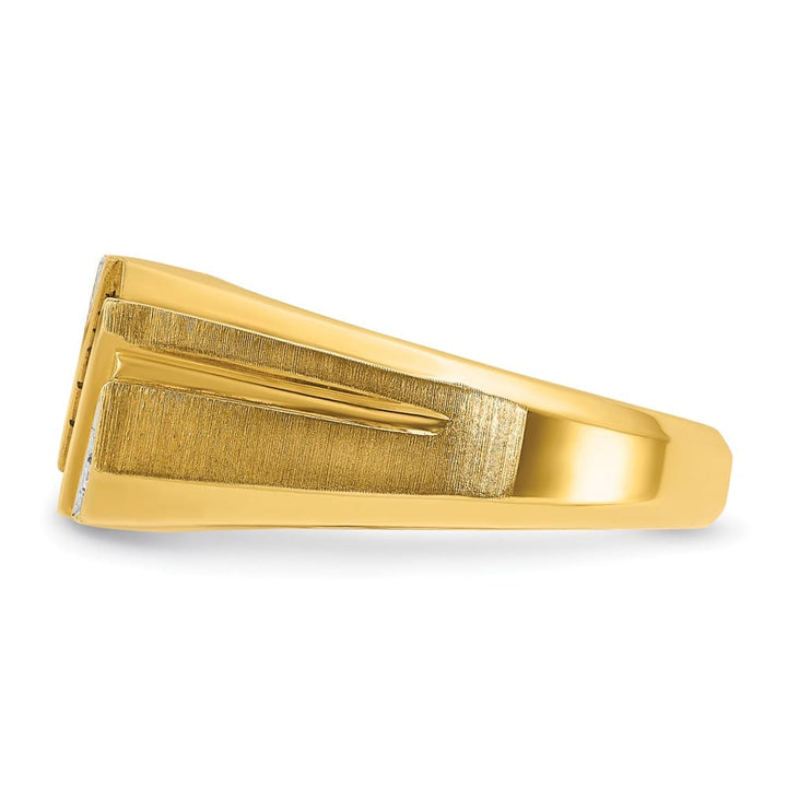 14k Yellow Gold 8.42 g Lab Created Sapphire Diamond Men's Ring
