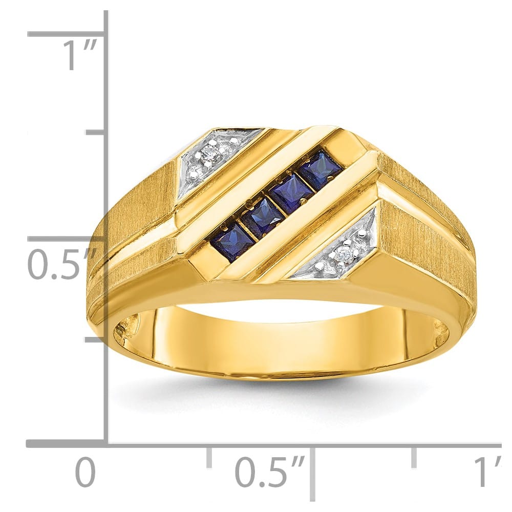 14k Yellow Gold 8.42 g Lab Created Sapphire Diamond Men's Ring