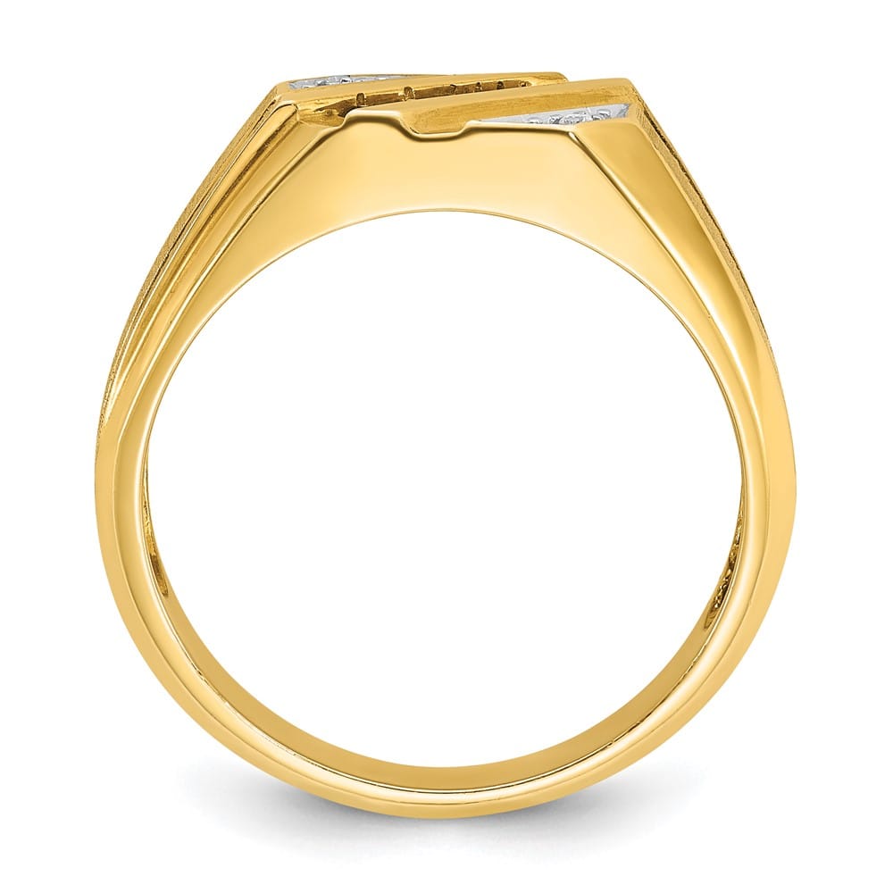14k Yellow Gold 8.42 g Lab Created Sapphire Diamond Men's Ring
