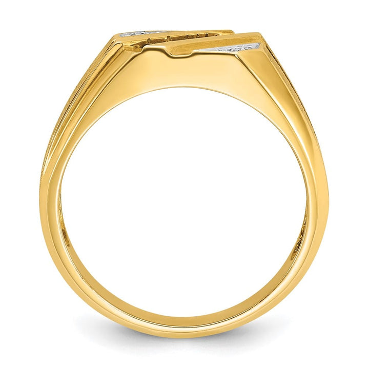 14k Yellow Gold 8.42 g Lab Created Sapphire Diamond Men's Ring