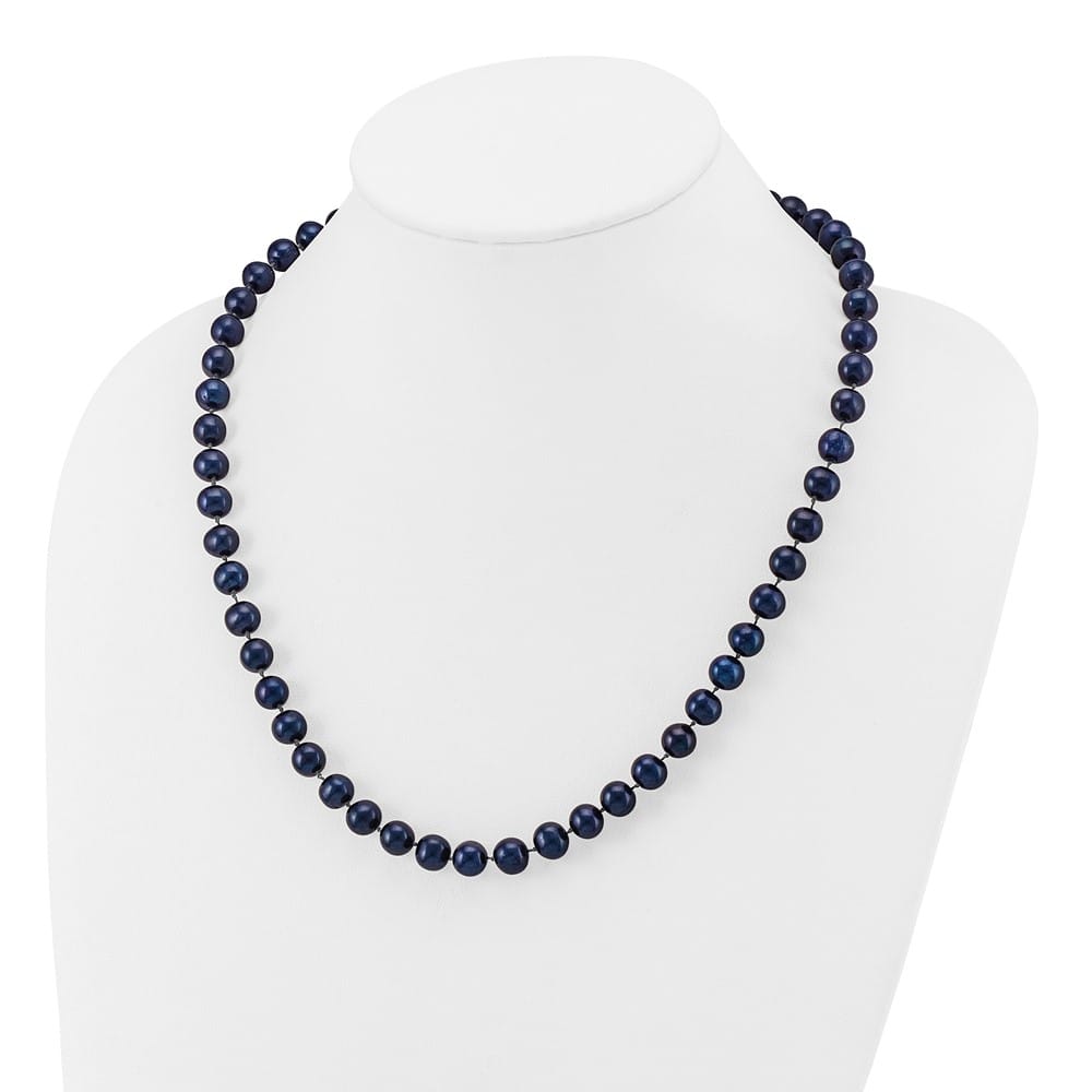 14K Yellow Gold 8-9mm Black Near-Round Cultured Pearl 20 inch Necklace