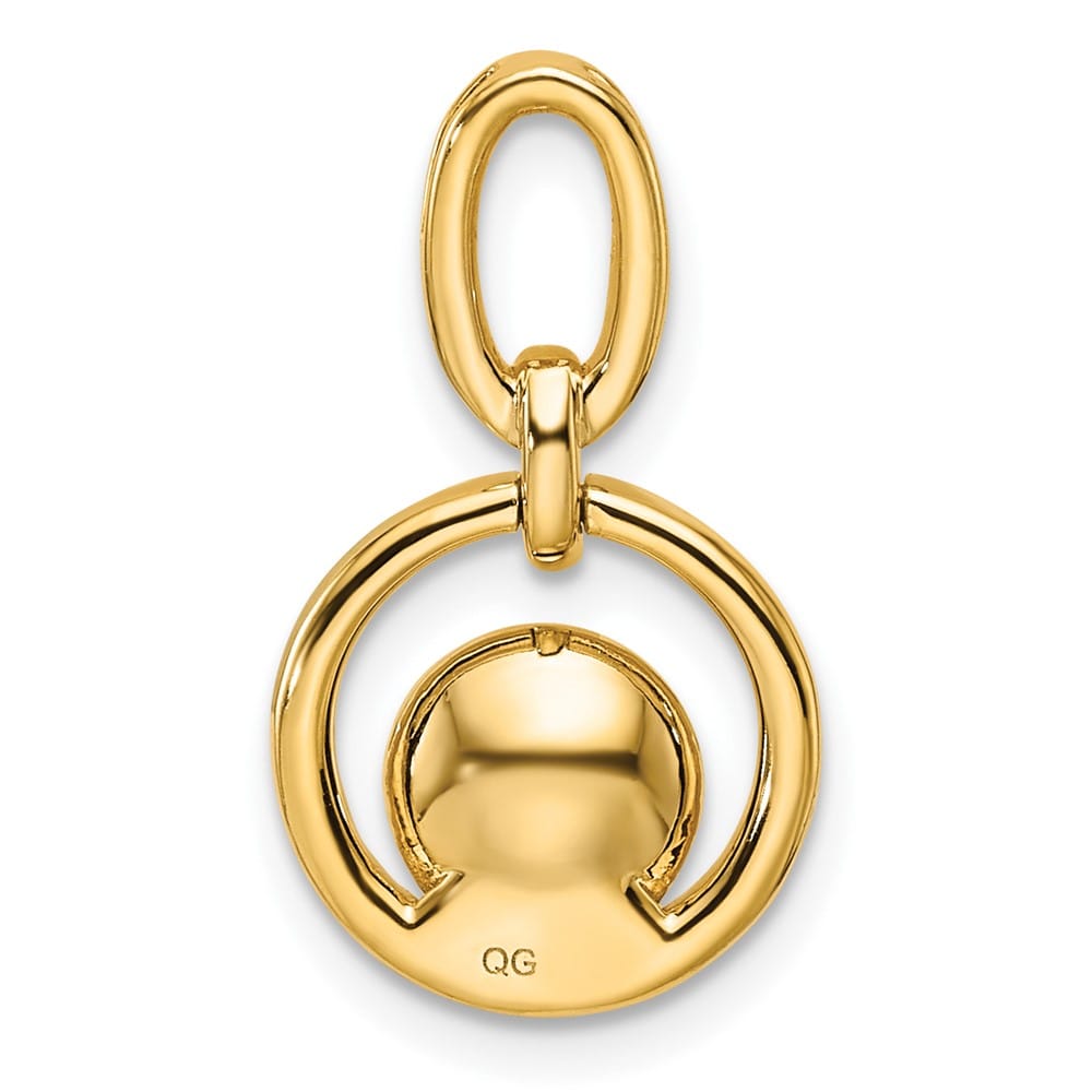 14K Yellow Gold 8-9mm Freshwater Pearl and Diamond Circle Pendant