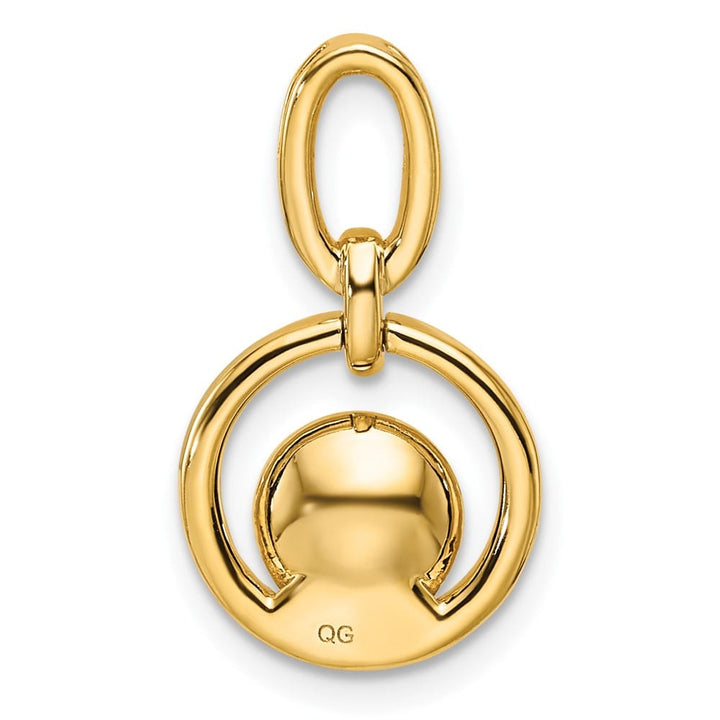 14K Yellow Gold 8-9mm Freshwater Pearl and Diamond Circle Pendant