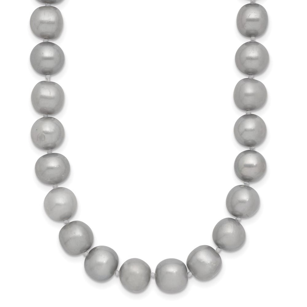 14K Yellow Gold 8-9mm Grey Near Round Cultured Pearl 16 inch Necklace