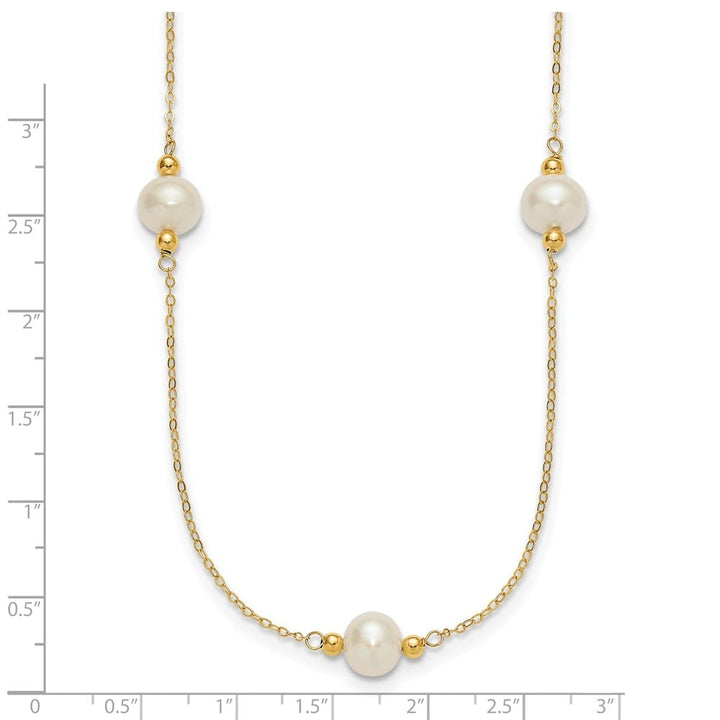 14K Yellow Gold 8-9mm Near-Round White Cultured Pearl 18 inch Necklace