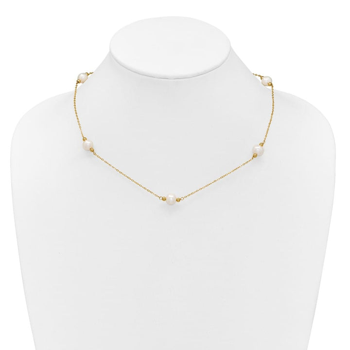 14K Yellow Gold 8-9mm Near-Round White Cultured Pearl 18 inch Necklace