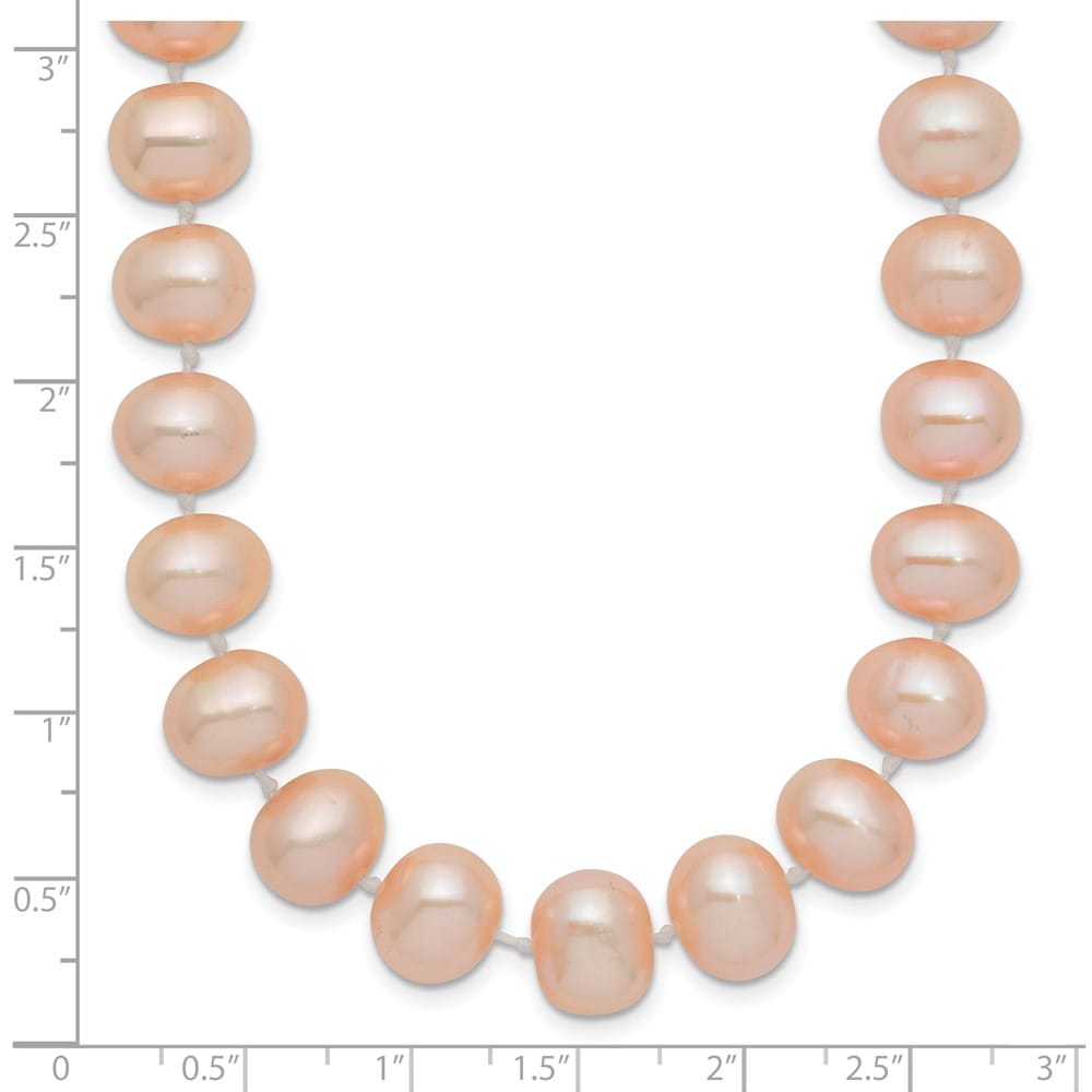 14K Yellow Gold 8-9mm Pink Near-Round Cultured Pearl 24 inch Necklace