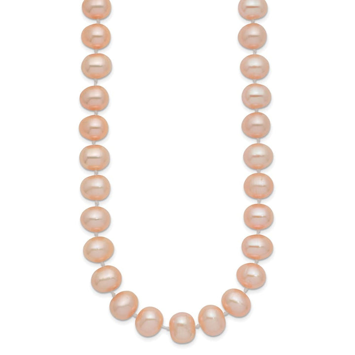 14K Yellow Gold 8-9mm Pink Near-Round Cultured Pearl 24 inch Necklace
