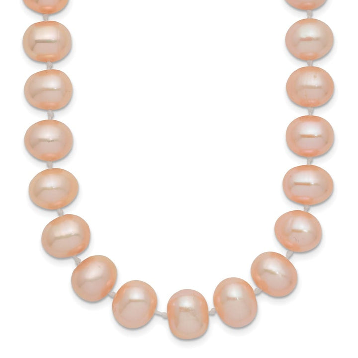 14K Yellow Gold 8-9mm Pink Near-Round Cultured Pearl 24 inch Necklace