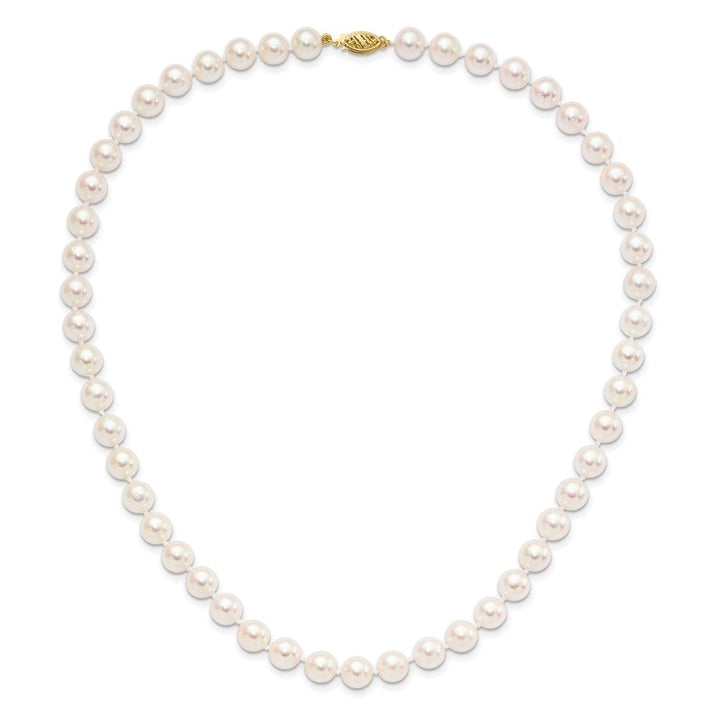 14K Yellow Gold 8-9mm White Akoya Cultured Pearl 18 inch Necklace