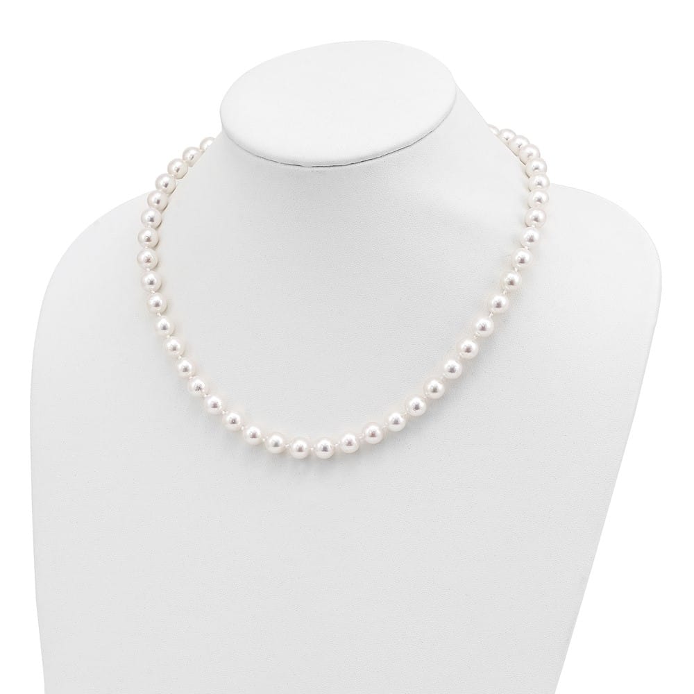 14K Yellow Gold 8-9mm White Akoya Cultured Pearl 18 inch Necklace