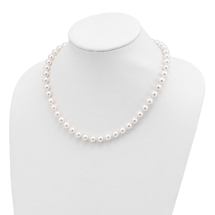 14K Yellow Gold 8-9mm White Akoya Cultured Pearl 18 inch Necklace