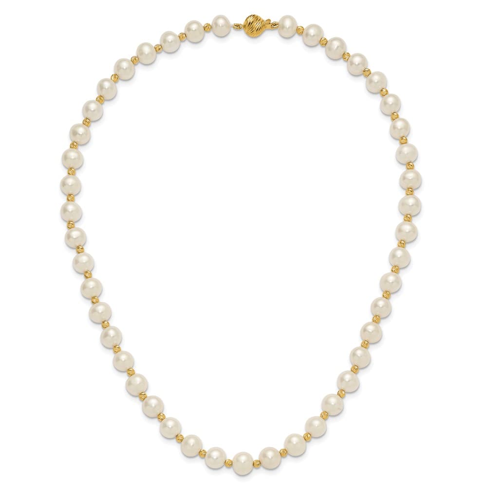 14K Yellow Gold 8-9mm White Cultured Pearl and D.C. 18 inch Necklace
