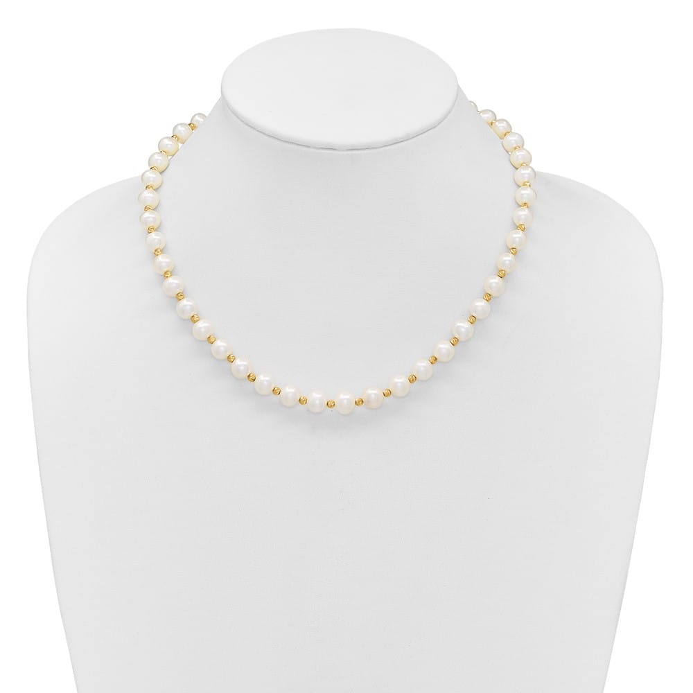 14K Yellow Gold 8-9mm White Cultured Pearl and D.C. 18 inch Necklace