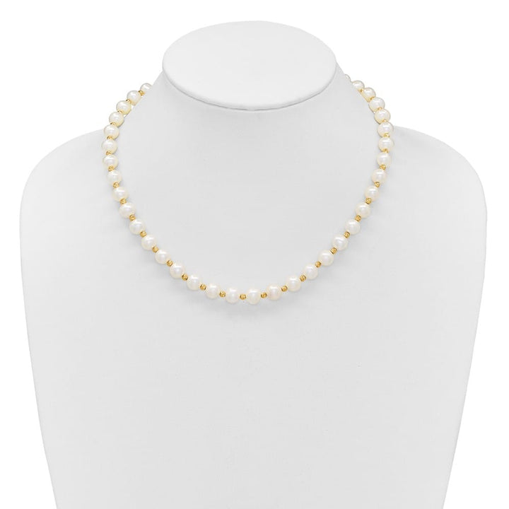 14K Yellow Gold 8-9mm White Cultured Pearl and D.C. 18 inch Necklace